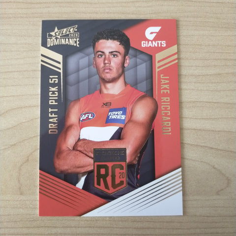 2020 AFL Select Dominance Jake Riccardi GWS Rookie Card RC51 No. 125/295