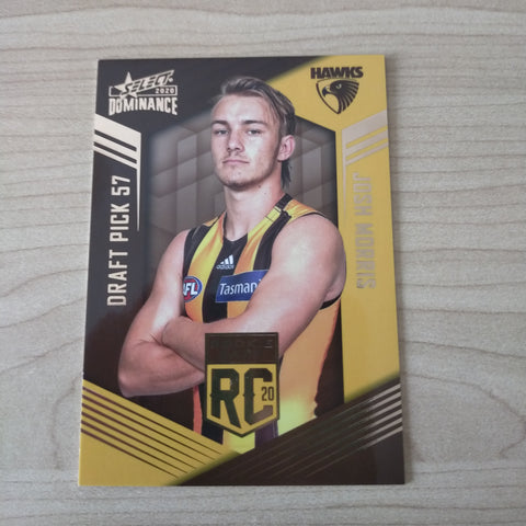 2020 AFL Select Dominance Josh Morris Hawthorn Rookie Card RC57 No. 118/295