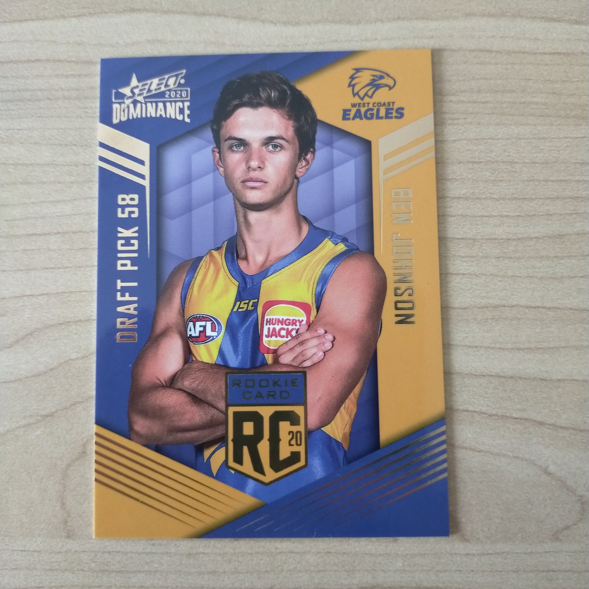 2020 AFL Select Dominance Ben Johnson West Coast Rookie Card RC58 No. 032/295