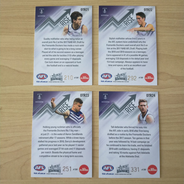 2020 AFL Select Dominance On The Rise Fremantle Team Set of 4 Cards