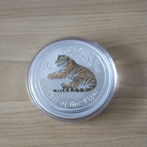 2010 Australian Year of the Tiger 1oz Coloured Silver Proof Coin