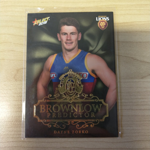 2018 Select Gold Brownlow Predictor Dayne Zorko Brisbane No.026/250