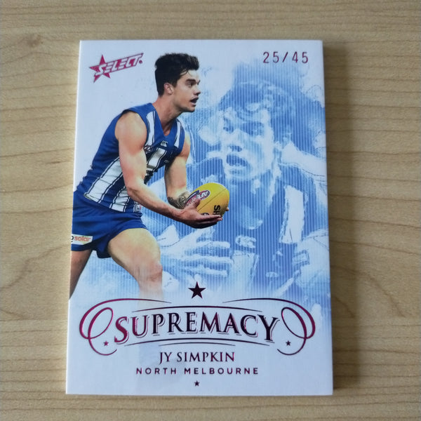 2021 Select Supremacy Red Base Card Jy Simpkin North Melbourne 25/45