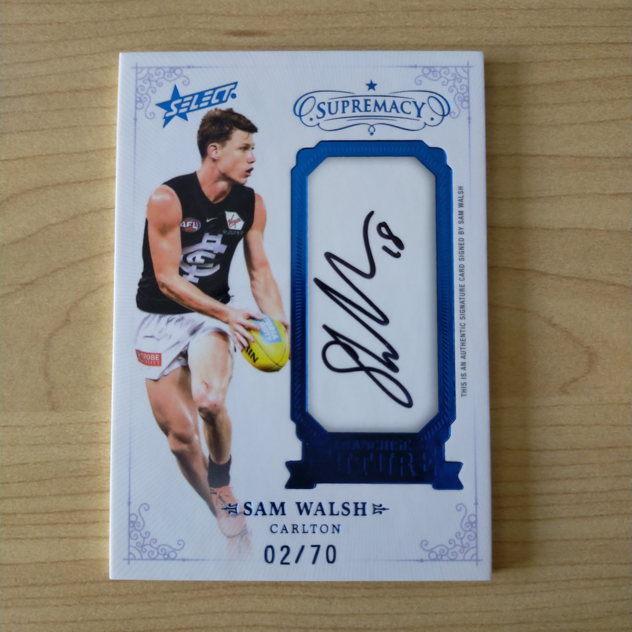 2021 AFL Select Supremacy Franchise Future Signature Sam Walsh Carlton 02/70