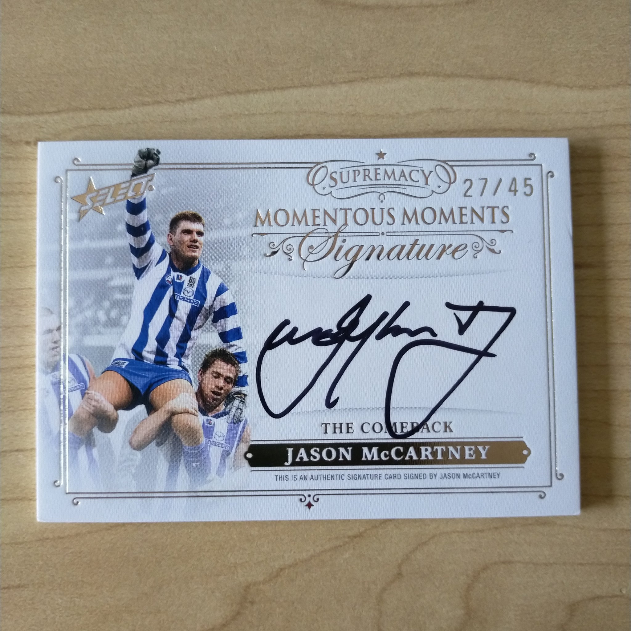 2021 Select Supremacy Momentous Moments Signature Jason McCartney North Melbourne 27/45
