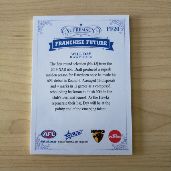 2021 Select Supremacy Franchise Future Will Day Hawthorn 10/70