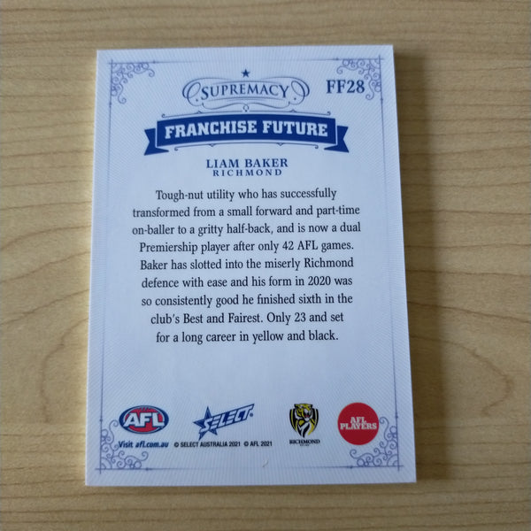 2021 Select Supremacy Franchise Future Liam Baker Richmond 31/70