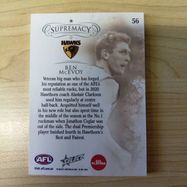 2021 Select Supremacy Gold Base Card Chad Wingard and Ben McEvoy Matching Numbers 41/90