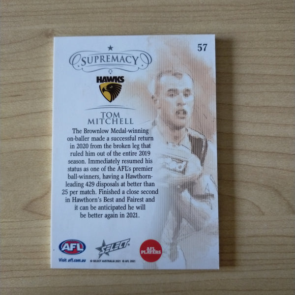 2021 Select Supremacy Gold and Silver Base Card Tom Mitchell Hawthorn