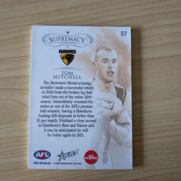 2021 Select Supremacy Gold and Silver Base Card Tom Mitchell Hawthorn