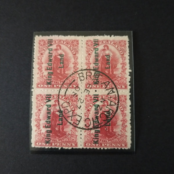 Victoria Land NZ New Zealand Antarctic 1d SGA1 Block of 4 CTO Fe 27 1908