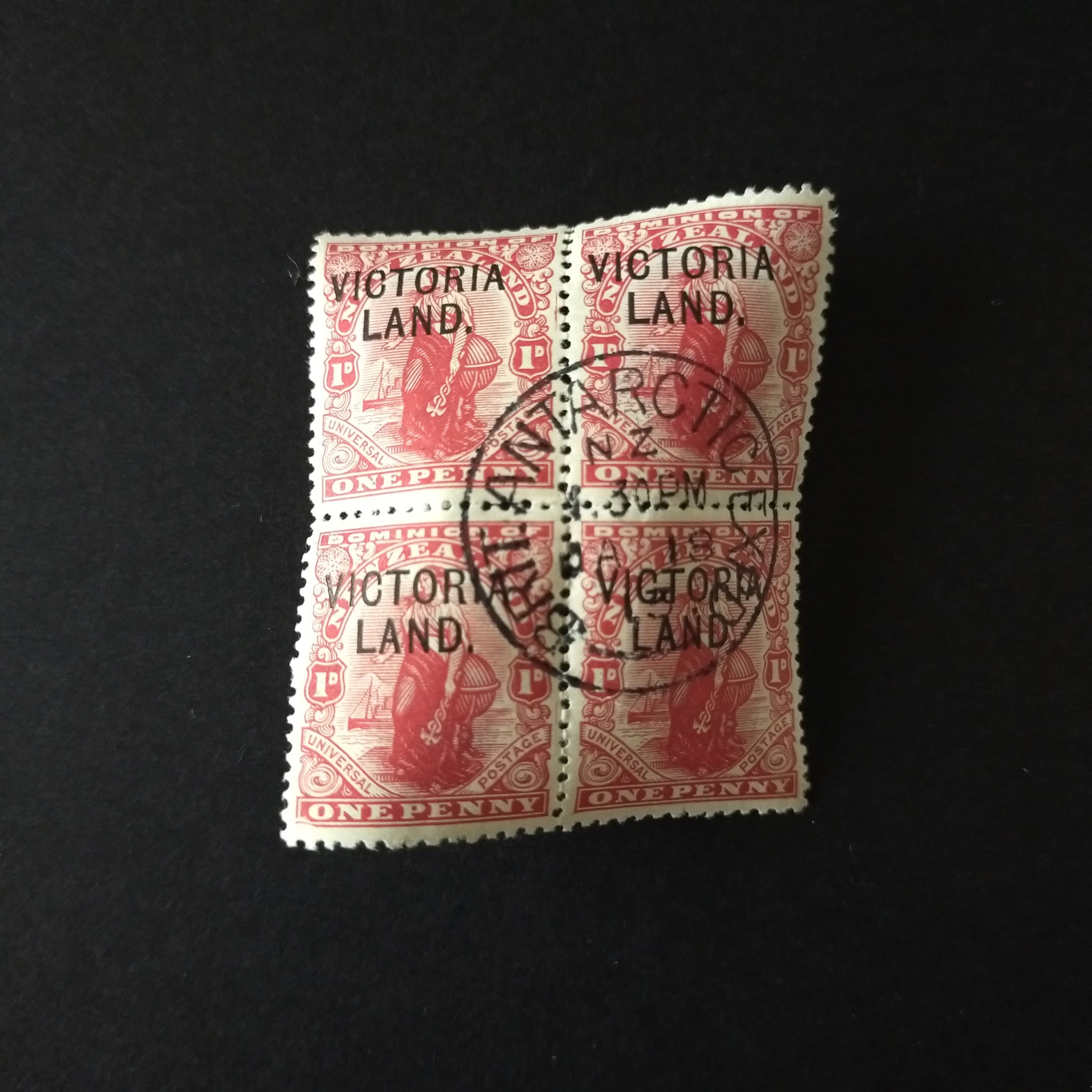 Victoria Land NZ New Zealand Antarctic 1d SGA3 Block of 4 CTO Ja 18 1913