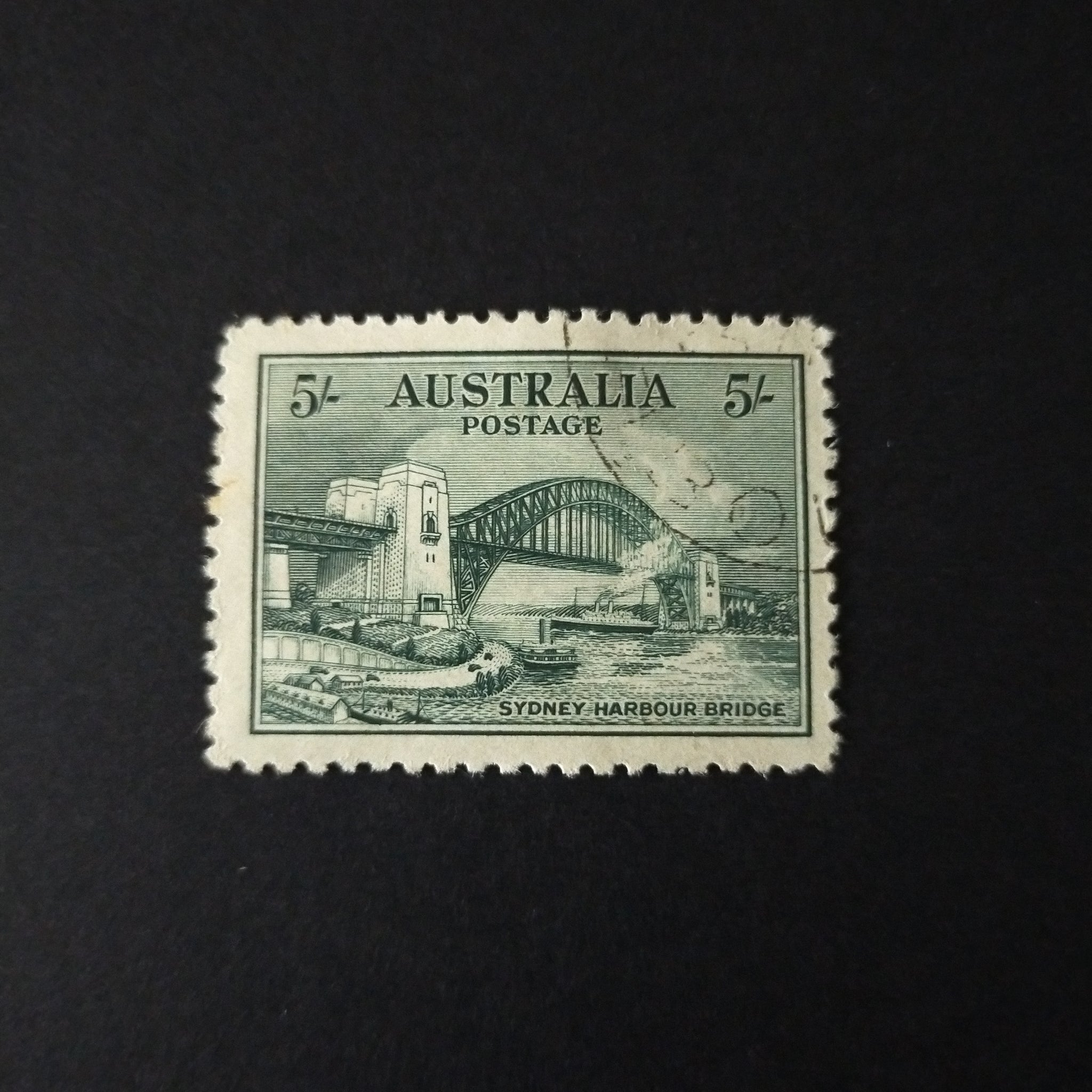 Australia 1932 5/- Green SG143 CTO Blue mark on back