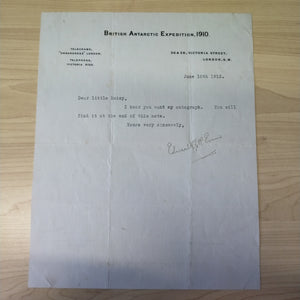 British Antarctic Expedition 1913 short letter on expedition London letterhead signed by Lieutenant Teddy Evans