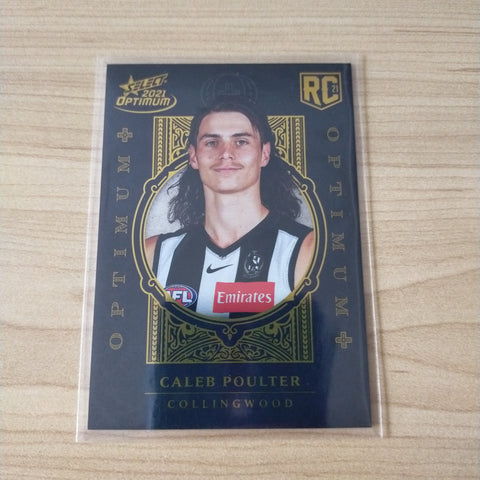 2021 AFL Optimum Plus Rookie Card Caleb Poulter Collingwood No.136/455