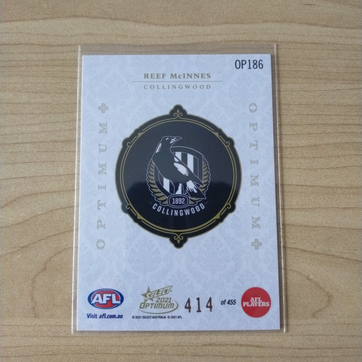 2021 AFL Optimum Plus Rookie Card Reef McInnes Collingwood No.414/455 ...