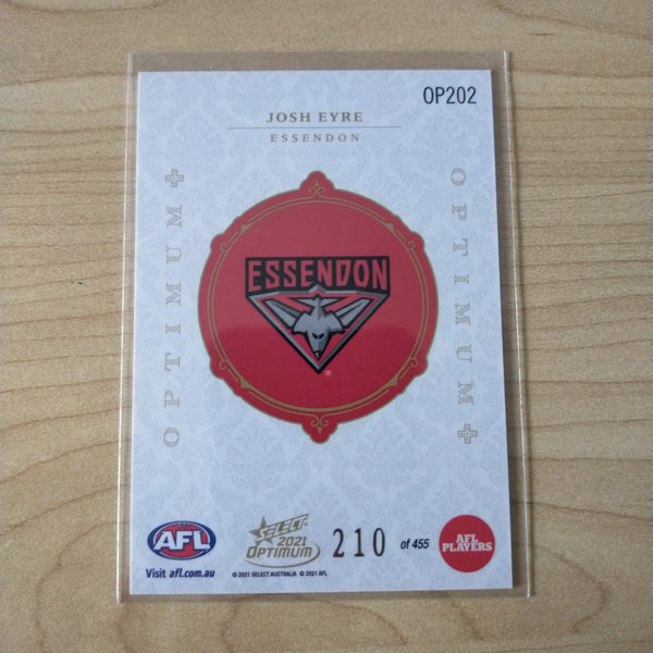 2021 AFL Optimum Plus Rookie Card Josh Eyre Essendon No.210/455