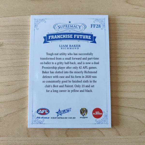 2021 Select Supremacy Future Franchise Liam Baker Richmond No.58/70