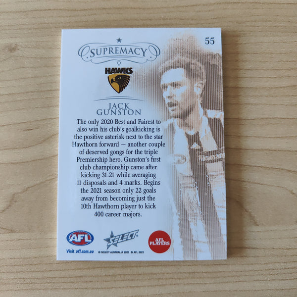2021 Select Supremacy Silver Base Card Jack Gunston Hawthorn No.027/135