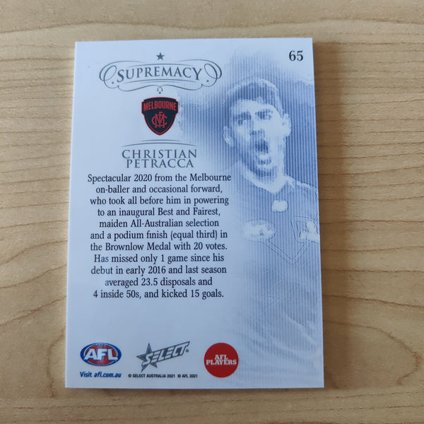 2021 Select Supremacy Silver Base Card Christian Petracca Melbourne No.132/135