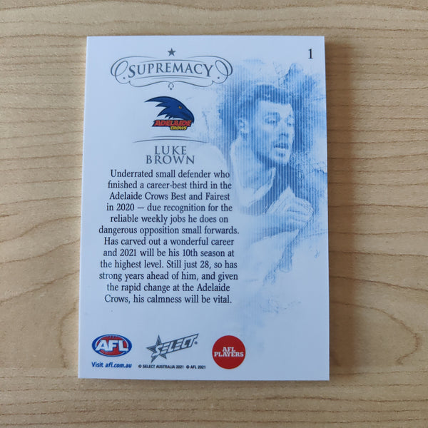2021 Select Supremacy Silver Base Card Luke Brown Adelaide No.049/135