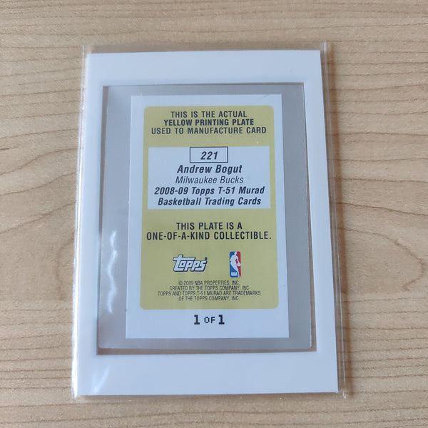 2009 Topps Yellow Printing Plate for Andrew Bogut T-51 Murad Basketball Trading Cards 1/1 RARE