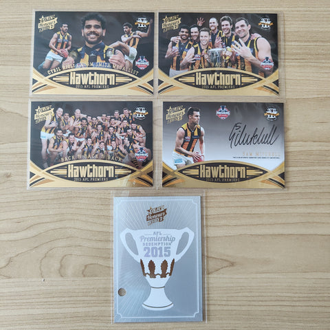 2015 Select Honours 2 Hawthorn Premiership Sam Mitchell Signature 4 Card Set + Redemption
