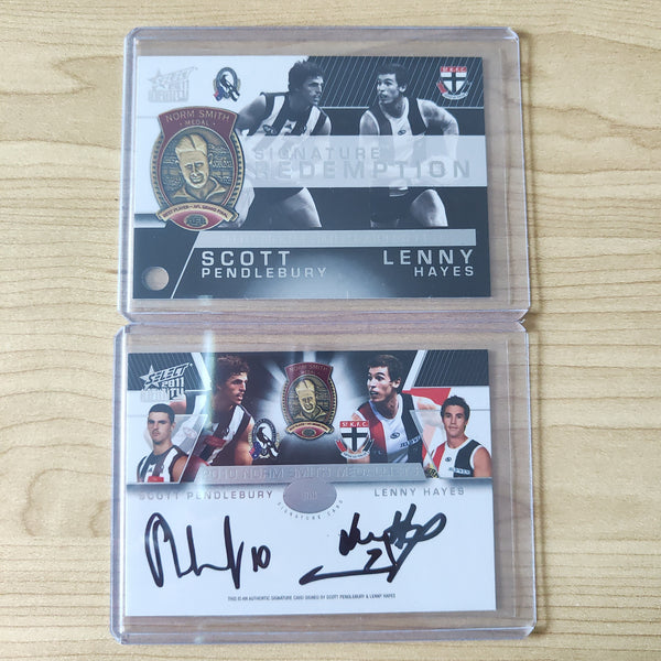 2011 Select Infinity Norm Smith Medal Scott Pendlebury and Lenny Haynes Signature Redemption Card