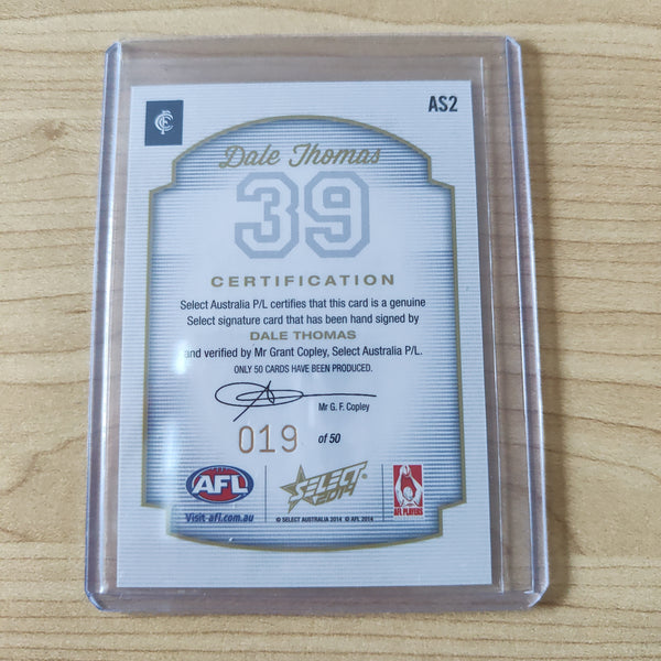 2014 Select Dale Thomas Carlton Signature Card No.19/50