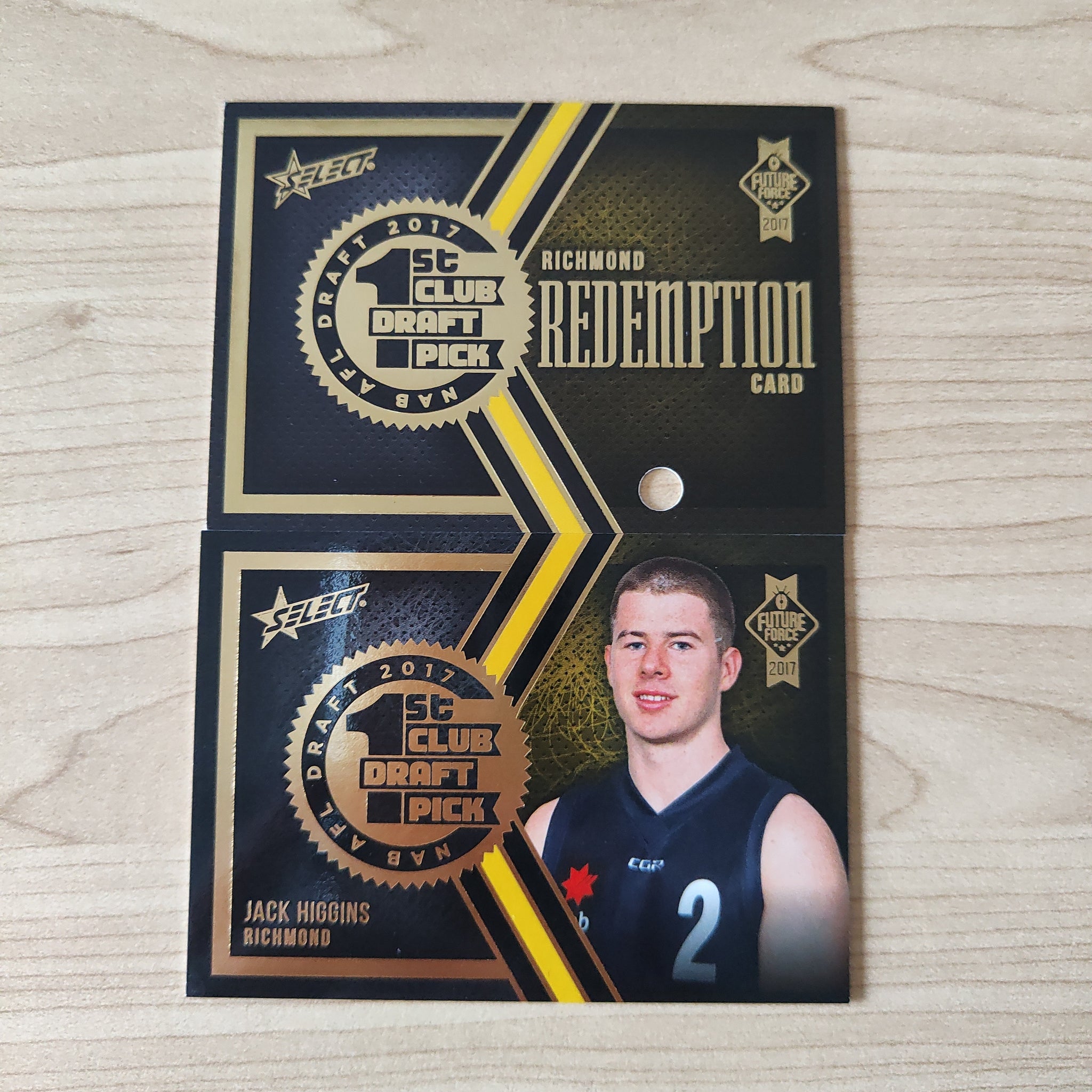 2017 Select Future Force 1st Club Draft Pick Redemption Jack Higgins Richmond Card No.34/80