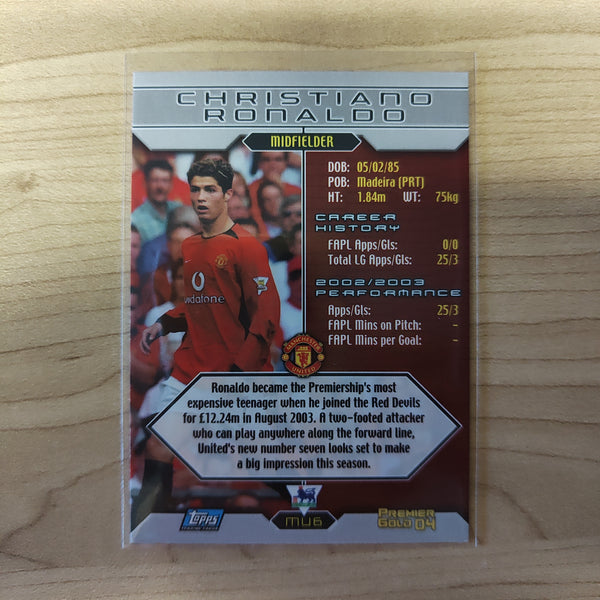 2004 Topps Premier Gold Rookie Card Christiano Ronaldo Manchester United
