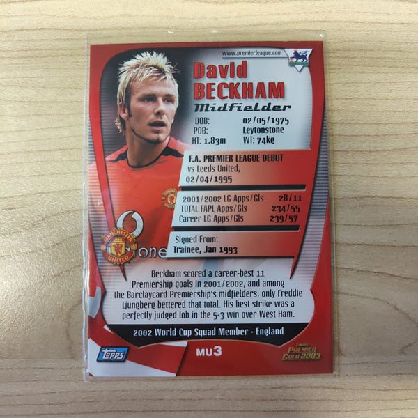 2003 Topps Premier Gold Card David Beckham Manchester United
