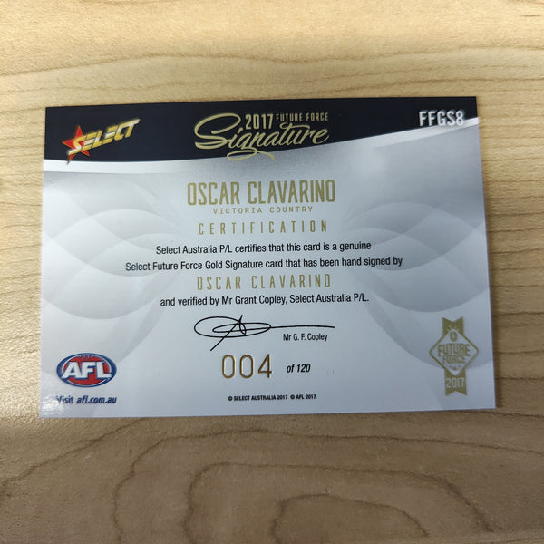 2017 Select Future Force Gold Signature Oscar Clavarino No.004/120