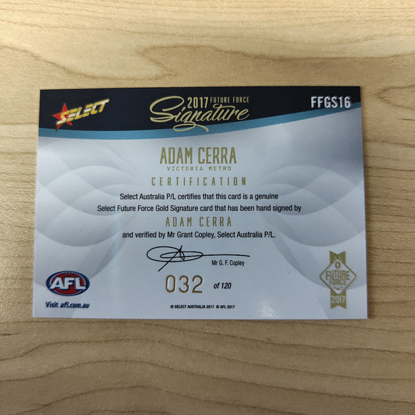 2017 Select Future Force Gold Signature Adam Cerra No.032/120