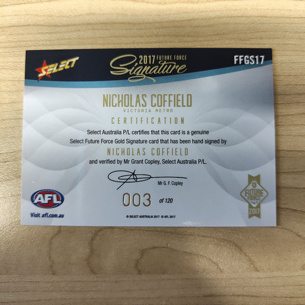 2017 Select Future Force Gold Signature Nicholas Coffield No.003/120