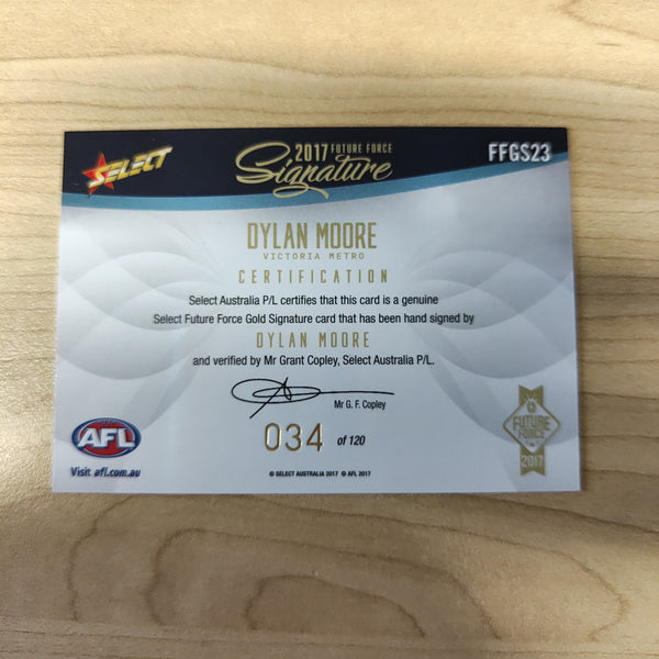 2017 Select Future Force Gold Signature Dylan Moore No.034/120