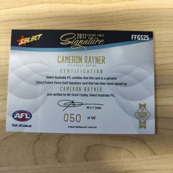 2017 Select Future Force Gold Signature Cameron Rayner No.050/120