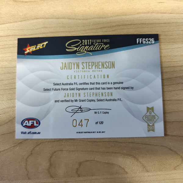 2017 Select Future Force Gold Signature Jaidyn Stephenson No.047/120