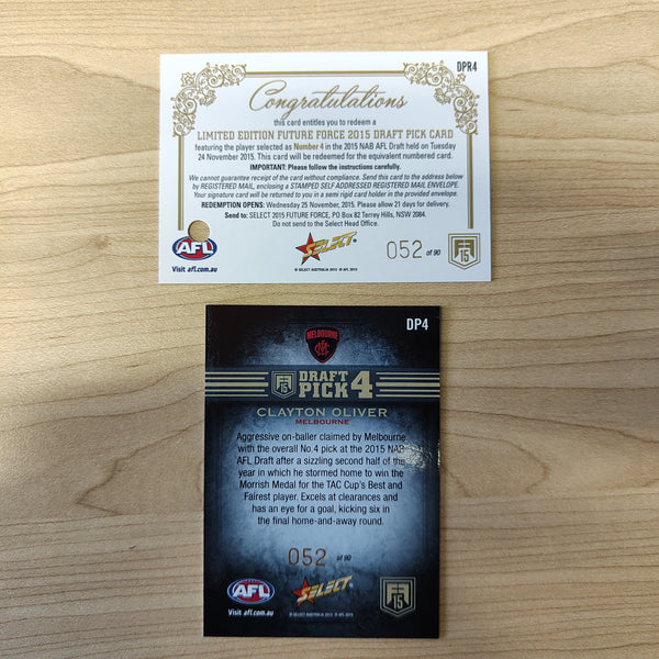 2015 Select Future Force Draft Pick Redemption Clayton Oliver Melbourne No.052/90