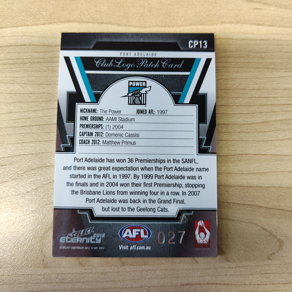 2012 Select Eternity Club Logo Patch Card Domenic Cassisi Port Adelaide No.027