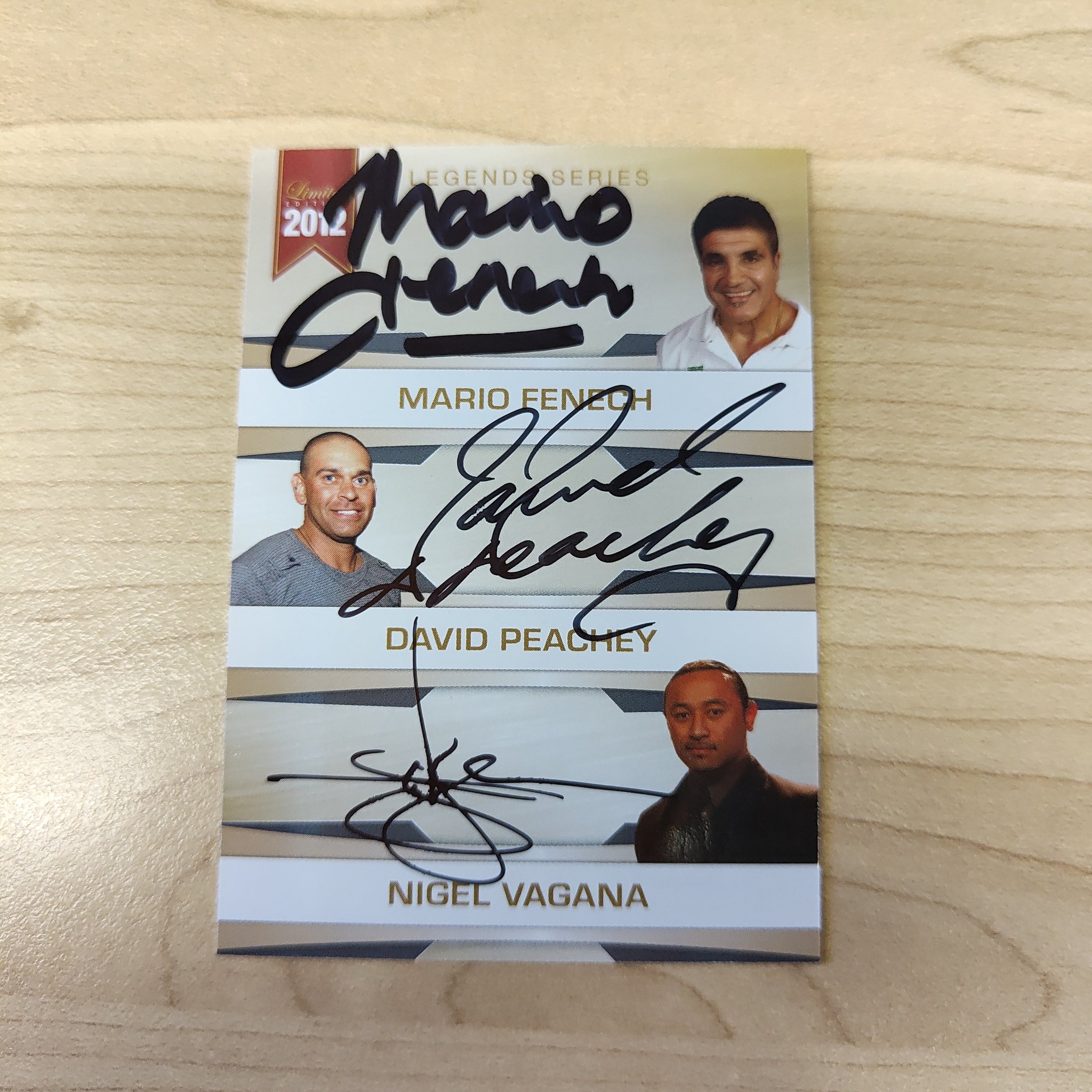 2012 NRL Limited Edition Signature Legends Series Mario Fenech David Peachey Nigel Vagana