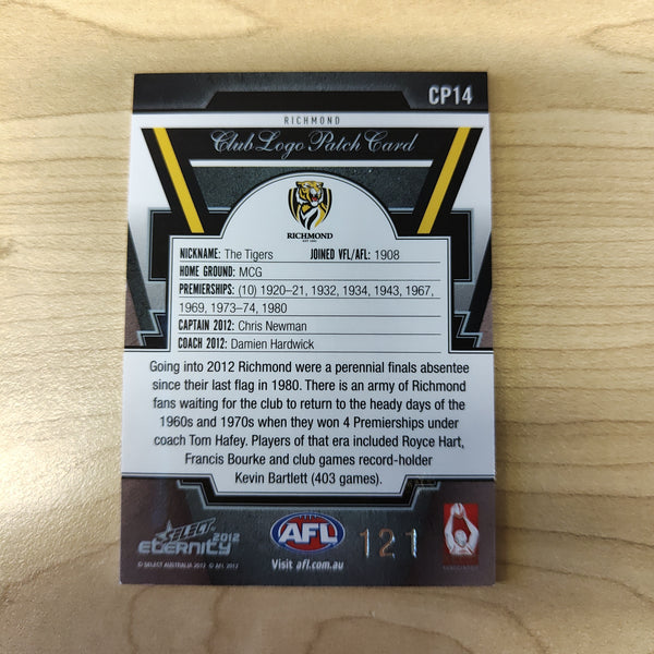 2012 Select Eternity Club Logo Patch Card Chris Newman Richmond No.121