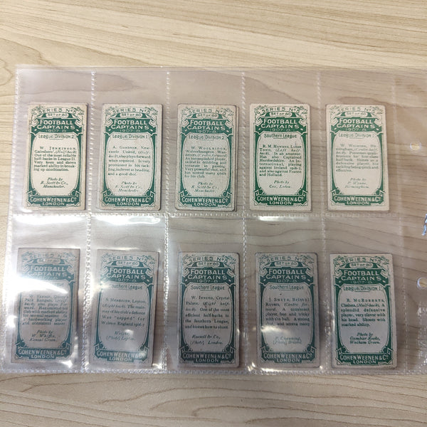 England 1907 Soccer Cohen Weenen & Co Football Captains Part Set 16/60 Cigarette Cards