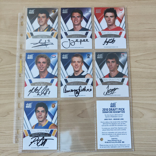 2011 Select Infinity Draft Pick Signature Set of 25 Cards Including Jared Polec Redemption Card