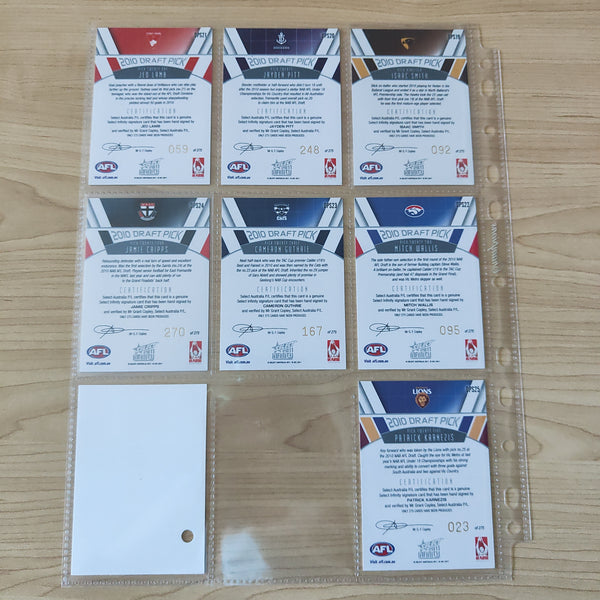 2011 Select Infinity Draft Pick Signature Set of 25 Cards Including Jared Polec Redemption Card