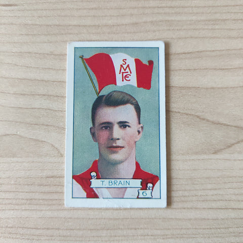 VFL 1934 Football Pennants. T Brain, South Melbourne. Allen's Trading Card