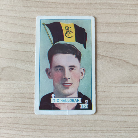 VFL 1934 Football Pennants. T O'Halloran, Richmond. Allen's Trading Card
