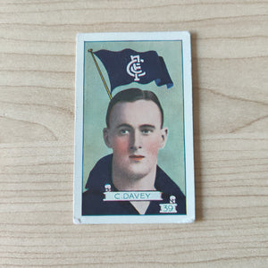 VFL 1934 Football Pennant. C. Davey, Carlton. Allen's Trading Card