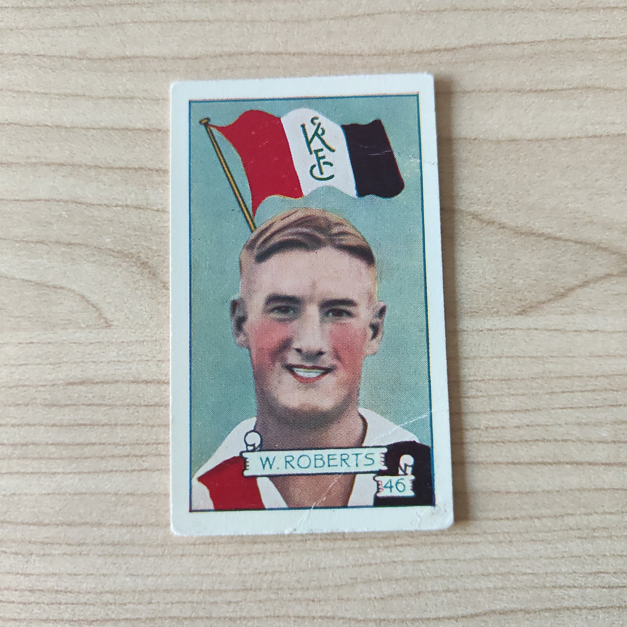 VFL 1934 Football Pennant. W Roberts, St Kilda. Allen's Trading Card