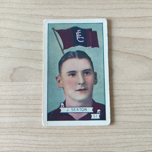VFL 1934 Football Pennant. J Sexton, Fitzroy. Allen's Trading Card